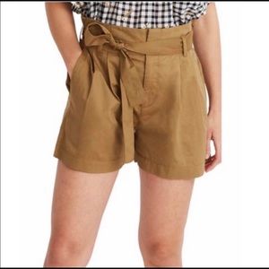 Madewell brown tan paperbag belt cotton shorts 10